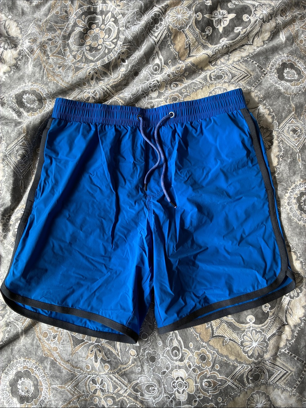James Perse Blue Swim Board Shorts with Black Trim